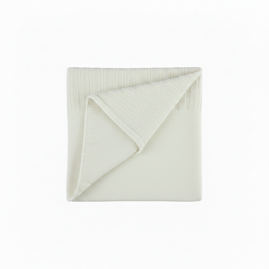 Knit Elegant White Baby Baptism Blanket