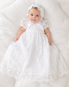 Lace Summer christening baptism gown  full Length short sleeves free shipping USA  