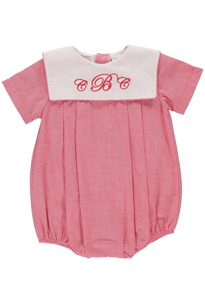 Light Red Monogram Blank Baby Boy Bubble Roper - Carriage Boutique