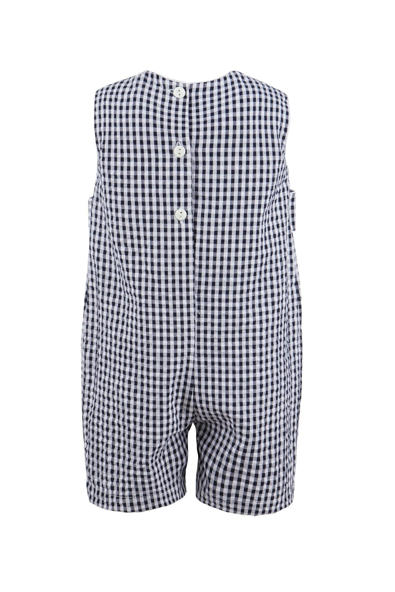 Monogram Blue Check Jon Jon Baby & Toddler Romper 2