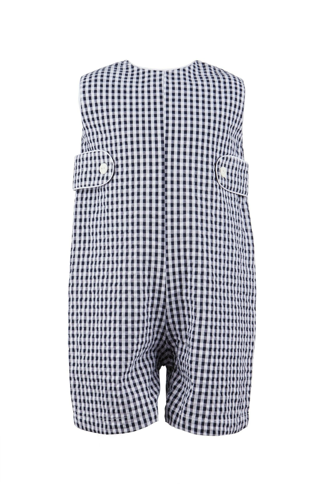 Monogram Blue Check Jon Jon Baby & Toddler Romper