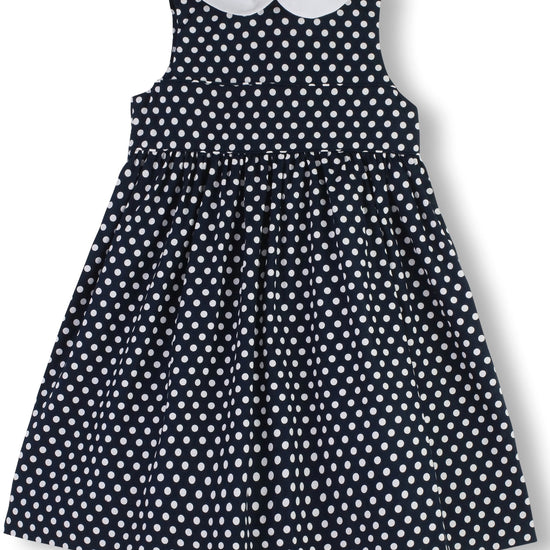 Navy Polka Dot Toddler & Youth Girl Dress - Carriage Boutique