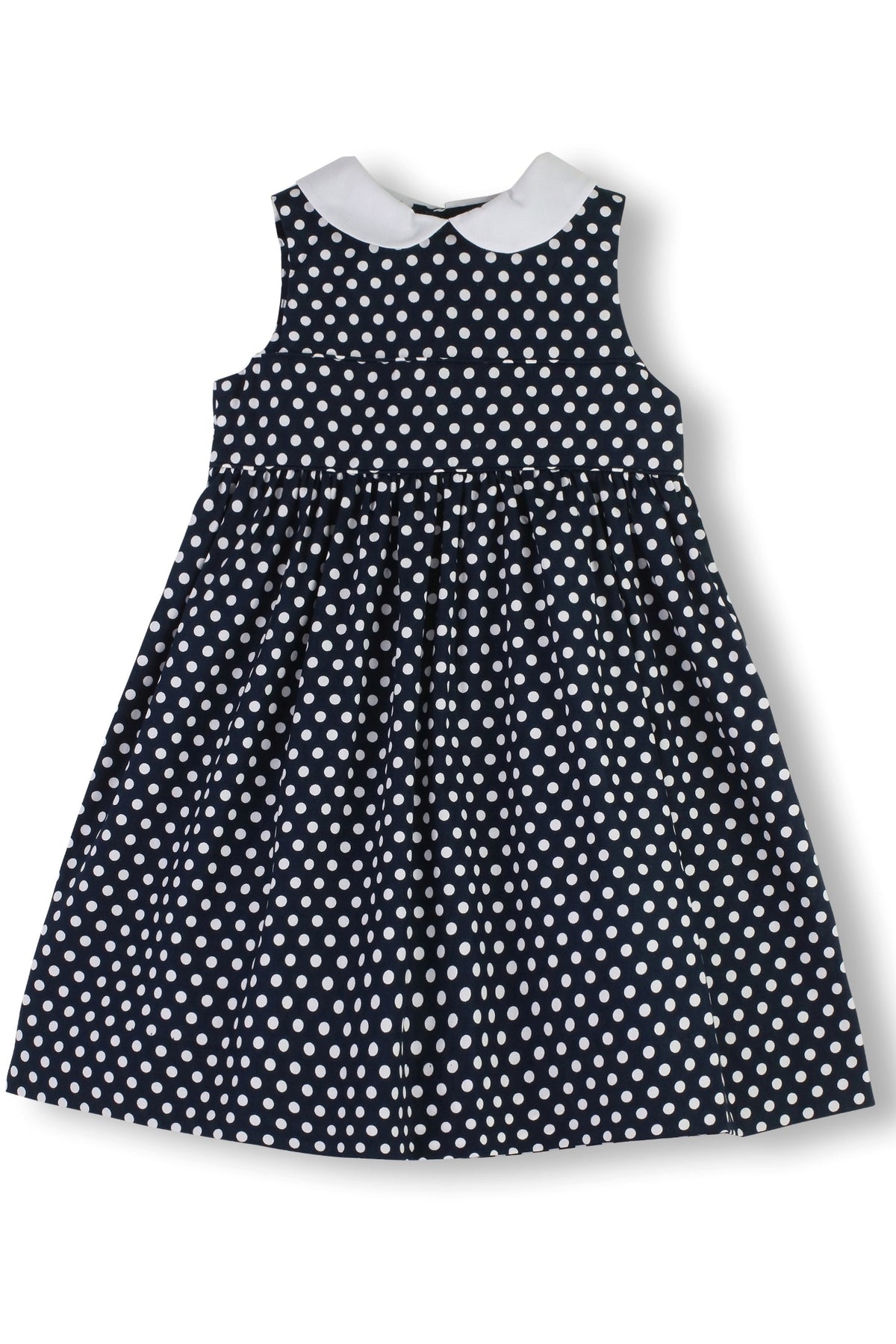 Navy Polka Dot Toddler & Youth Sleeveless Girl Dress