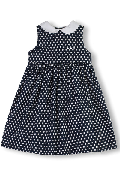 Navy Polka Dot Toddler & Youth Girl Dress - Carriage Boutique