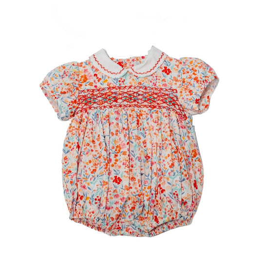 Orange Baby Girl Floral Bubble 