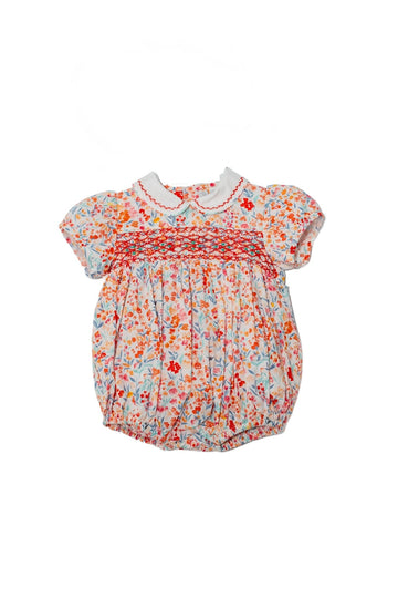 Orange Baby Girl Floral Bubble 