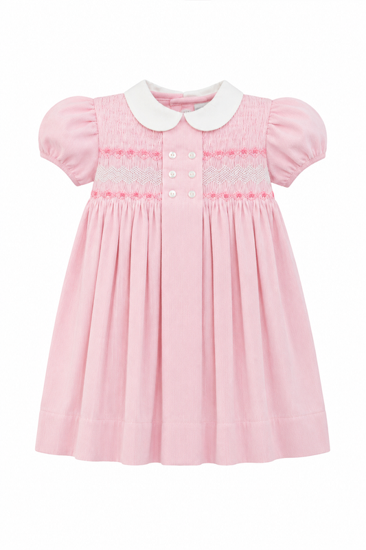 Smocked Corduroy Short Sleeve Toddler Girl Dress