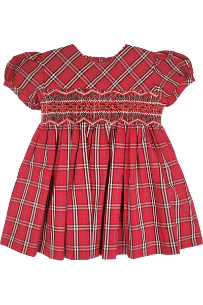 Red & White Plaid Short Sleeve Baby Girl & Toddler Dress 3 - Carriage Boutique