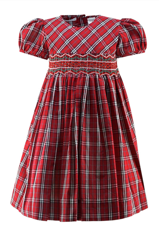 Red & White Plaid Short Sleeve Baby Girl & Toddler Dress - Carriage Boutique