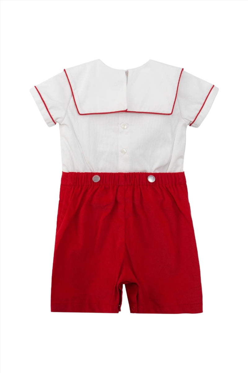 Red Wooden Soldier Baby & Toddler Boy Bobbie Suit Back View