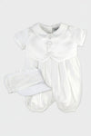 Satin Vested Baby Boy Christening & Baptism Romper with Hat 2