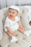 Satin Vested Baby Boy Christening & Baptism Romper with Hat 3