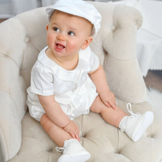 Satin Vested Baby Boy Christening & Baptism Romper with Hat 3