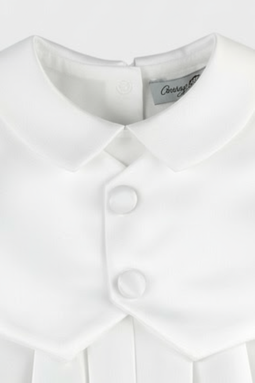 Satin Vested Baby Boy Christening & Baptism Romper with Hat 4