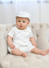 Satin Vested Baby Boy Christening & Baptism Romper with Hat