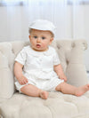 Satin Vested Baby Boy Christening & Baptism Romper with Hat