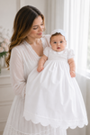 Christening Baptism Gown with Matching Bonnet Full length Free shipping USA 7