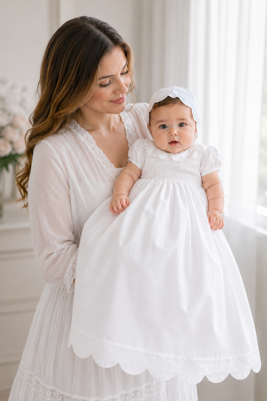 Christening Baptism Gown with Matching Bonnet Full length Free shipping USA 7