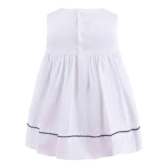 Smocked Boats White Sleeveless Baby Girl Dress  2