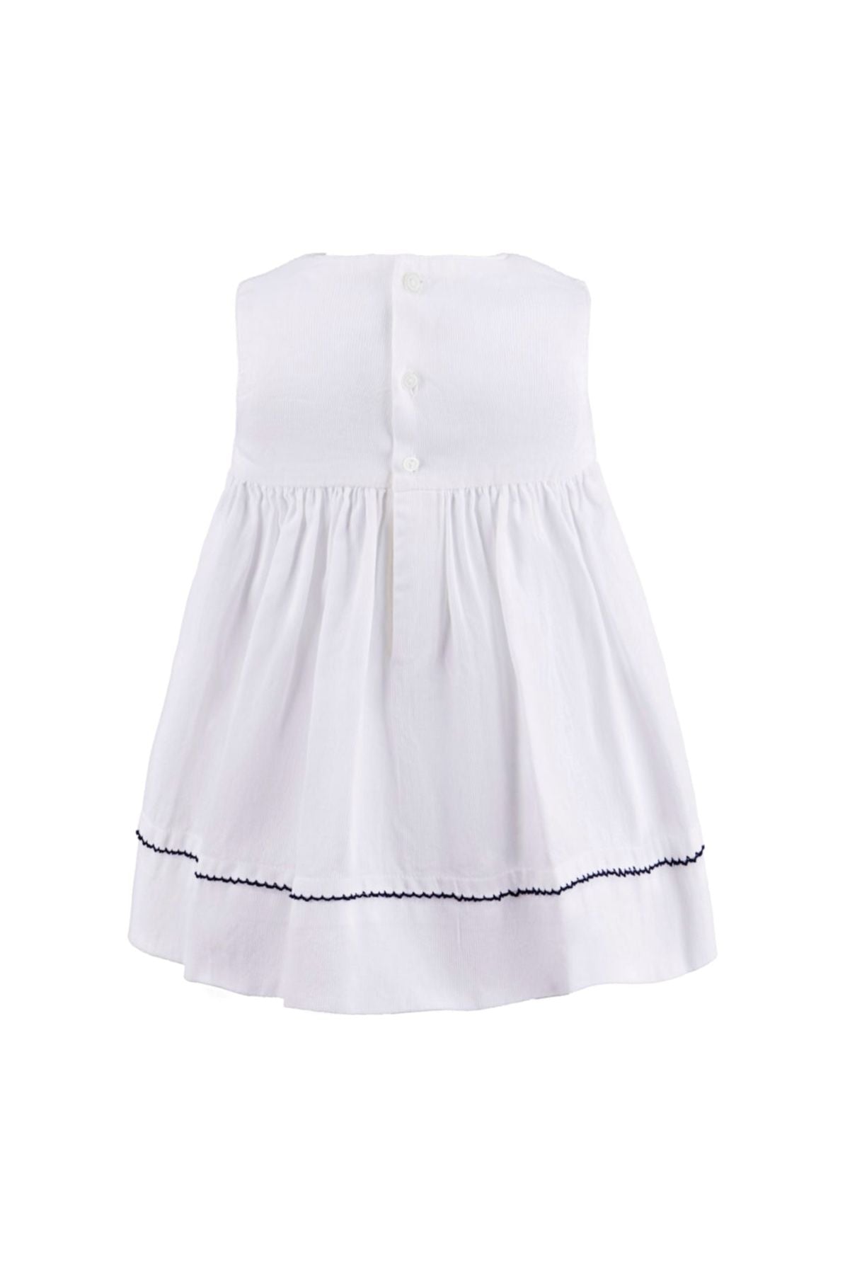 Smocked Boats White Sleeveless Baby Girl Dress  2