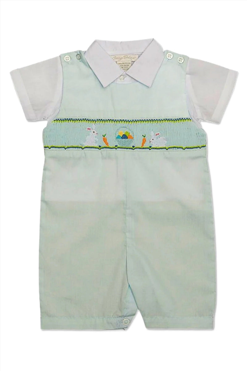 Smocked Bunnies Baby Boy Romper Easter Outfit