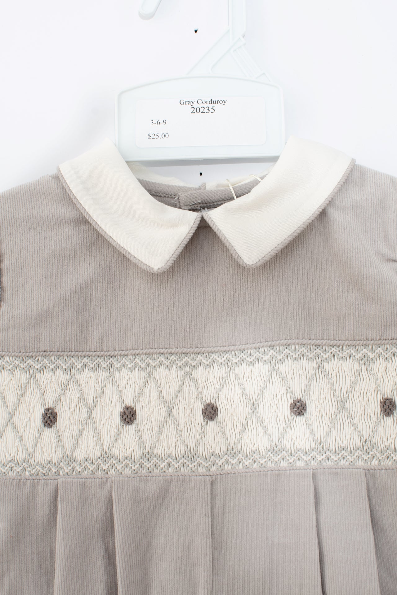 Smocked Corduroy Gray Baby Boy Longall Zoom