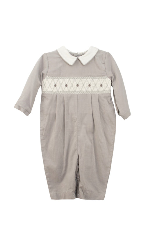 Smocked Corduroy Gray Baby Boy Longall