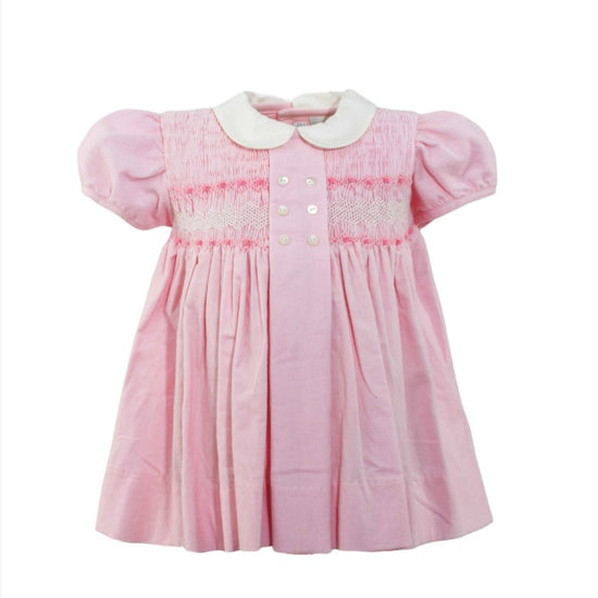 Smocked Corduroy Pink Baby Girl Dress with Panty - 24M Smocked Corduroy Pink Baby Girl Dress with Panty - 24M