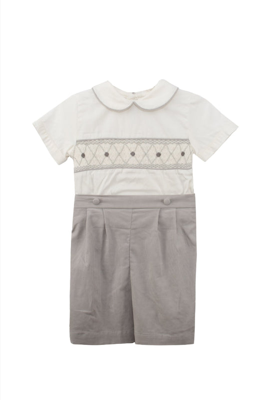 Smocked Diamond Corduroy Boy Bobbie Suit