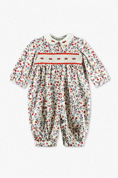 Smocked Floral Corduroy Floral Baby Girl Longall - Carriage Boutique