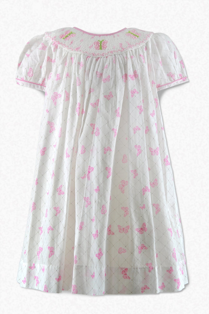 Smocked Pink Butterflies Bishop Baby & Toddler Girl Dress 2 - Carriage Boutique