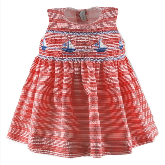 Smocked Sailboats Seersucker Baby & Toddler Girl Dress - Carriage Boutique