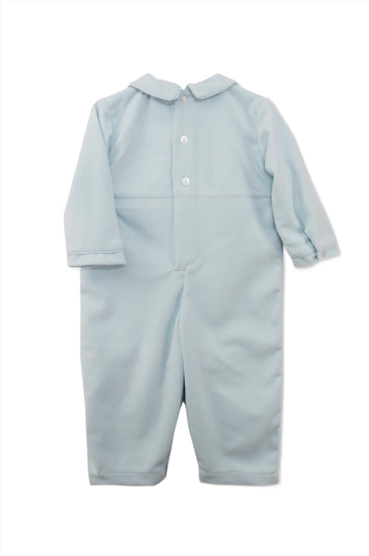 Smocked Teddy Bear Blue Baby Boy Longall