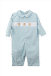 Smocked Teddy Bear Blue Baby Boy Longall