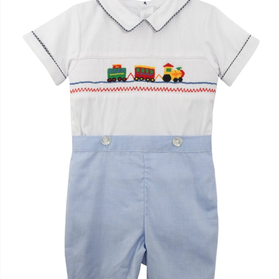 Smocked Train Baby & Toddler Boy Bobbie Suit