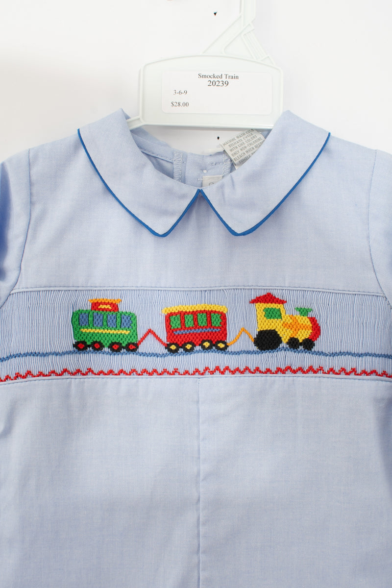 Smocked Trains Baby Boy Longall 4