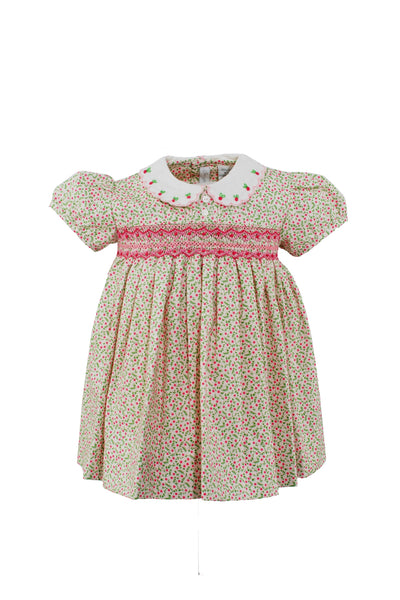 Tan Floral Puff Sleeve Toddler Girl Dress - Carriage Boutique