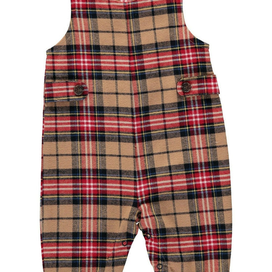 Tan Tartan Long Baby Boy Romper - Carriage Boutique