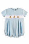 Carriage Boutique Teddy Bear Blue Baby Boy Bubble Romper