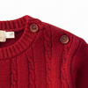 Baby Red Pullover Crew Neck Baby  Cable Sweater Boys and Girls