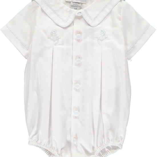 White Anchor Baby Boy Bubble Romper - Carriage Boutique