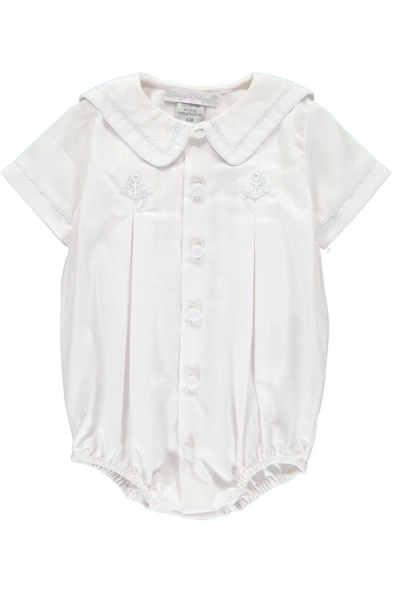 White Anchor Baby Boy Bubble Romper - Carriage Boutique