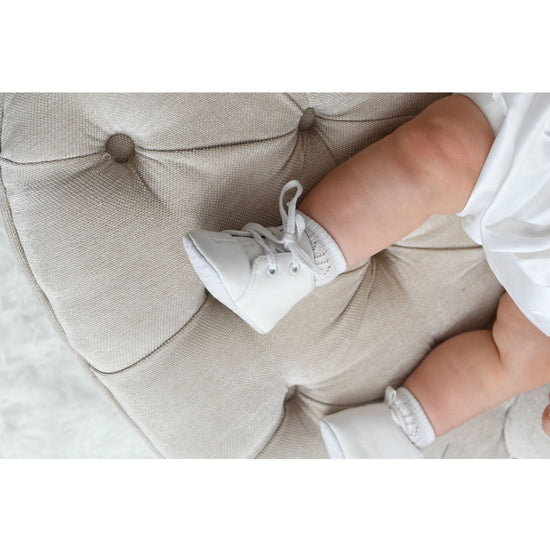 White Baby Cross Embroidery Baptism Shoes - Boy 2