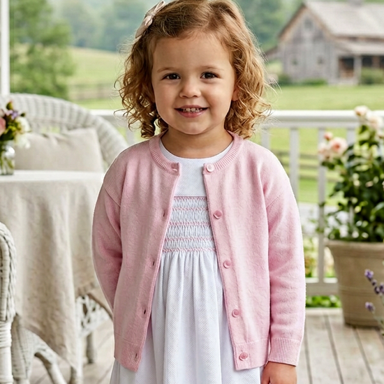 Young Girl Pink Cardigan Sweater Julius Berger 2