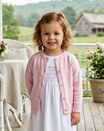 Young Girl Pink Cardigan Sweater Julius Berger 2