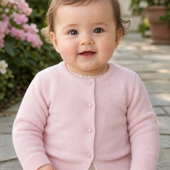 Young Girl Pink Cardigan Sweater Julius Berger 4