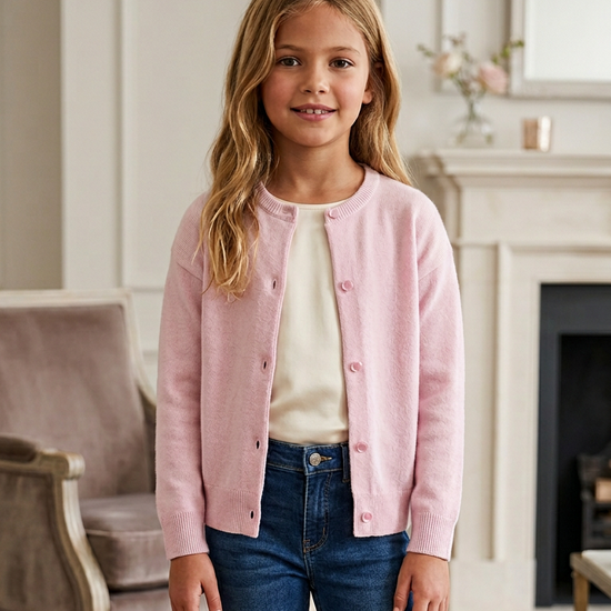 Young Girl Pink Cardigan Sweater Julius Berger