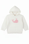 Hooded white sweater with Whale 