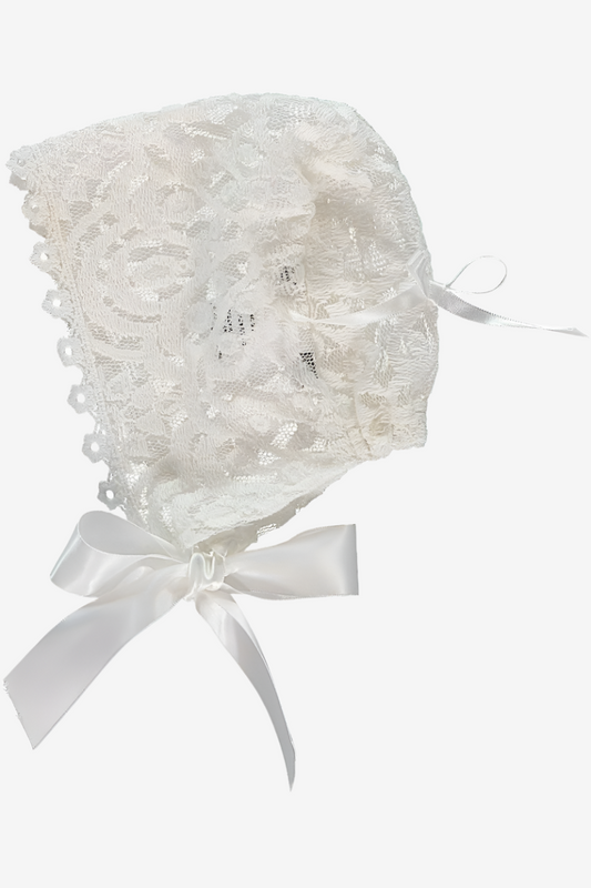 74150-Elegant Lace Baby Girl Baptism Bonnet