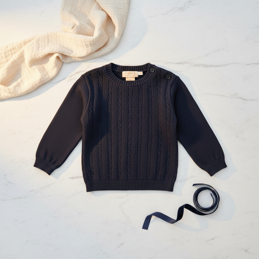 Crew Neck Pullover Cable Sweater (Boy) - Baby & Infant
